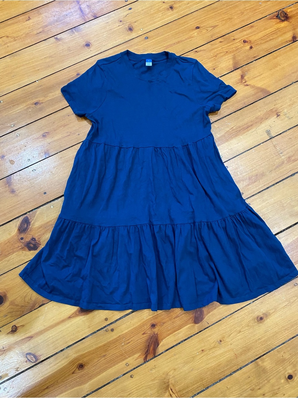 Old Navy Women's Blue Tiered Short Sleeve cotton Casual Dress size medium